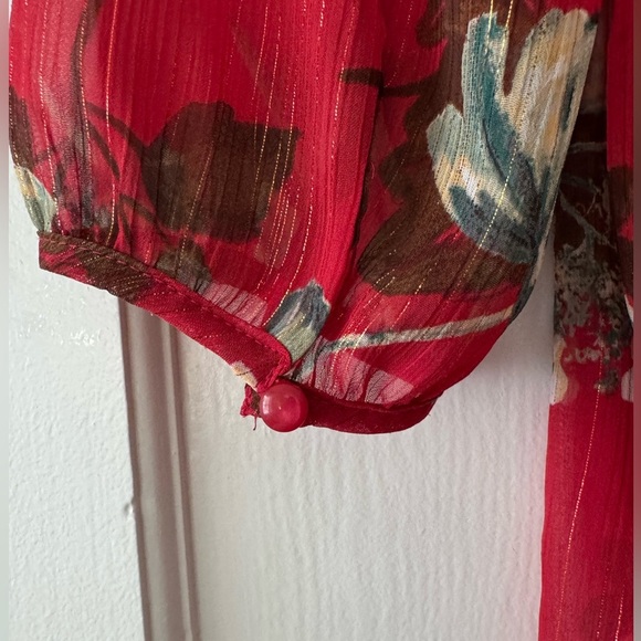 LC Lauren Conrad Red Floral Blouse - Picture 11 of 11